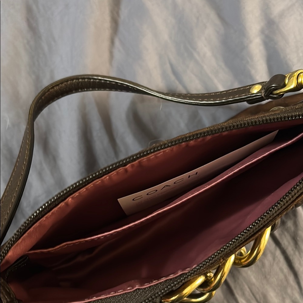 New Brown Coach Signature Wrist Bag - Picture 3 of 3